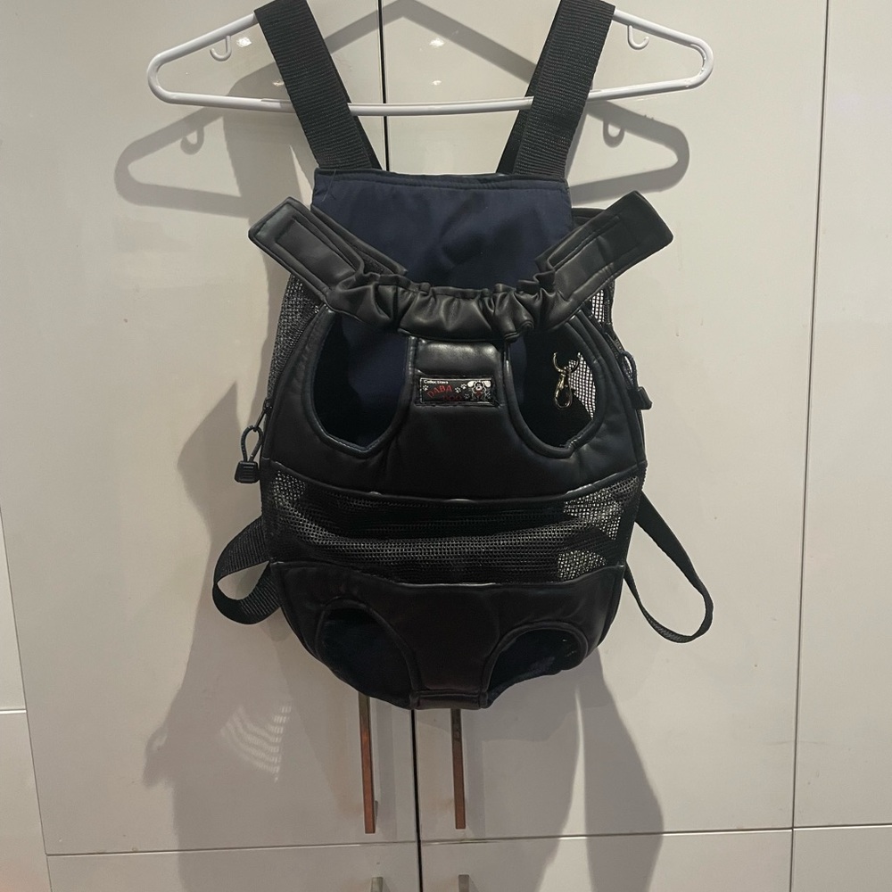 Dog Cat Pet front carrier . With protective snaps . Carry front or  back. Large